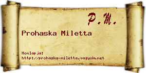Prohaska Miletta névjegykártya